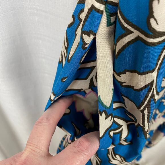 Knox Rose Blue Floral Paisley Wrap Midi Dress Sz.L NWT - Picture 10 of 15